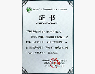 好房子”及重點(diǎn)項目適宜技術(shù)與產(chǎn)品案例 證書